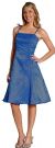 A-line Knee length Party Dress with Shimmery Floral Pattern in Still Blue color